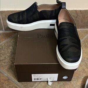 Paolo Black Slip-On Sneakers